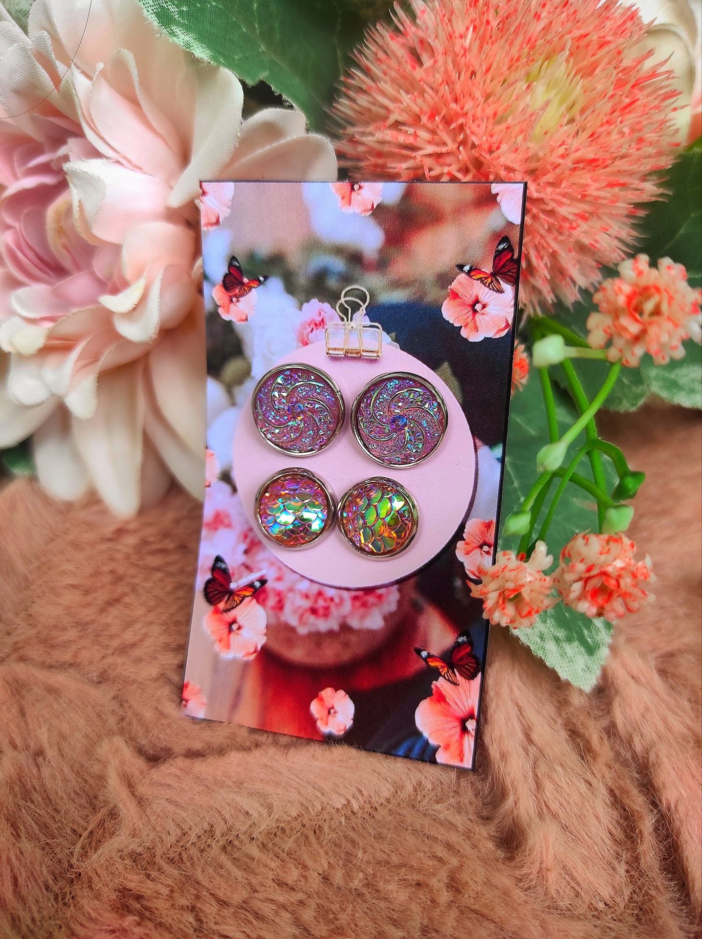 Lila sellő druzy fülbevaló szett